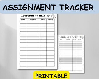 Assignment Tracker Printable PDF, Student Homework Planner, Study Organizer A4 US Letter