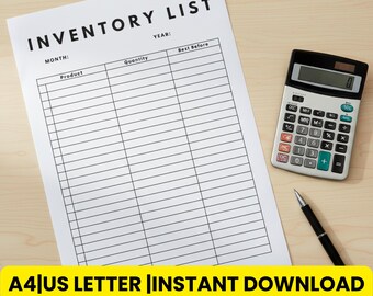 Printable Inventory Tracker, Product Log Sheet, Small Business Stock List,  Order Form PDF