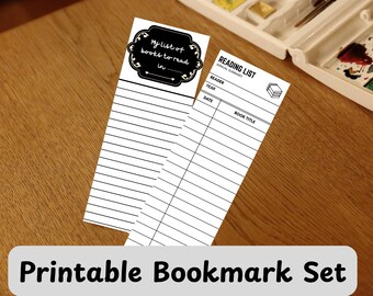 Reading List Printable Bookmark Bundle Downloadable Digital Tracker Log