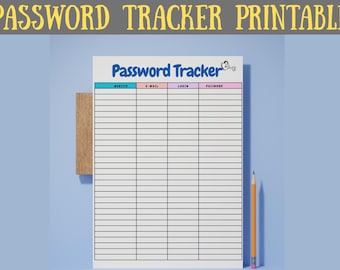 Password Tracker Printable PDF, Organizer Book, Keeper Log A4 A5 Instant Download