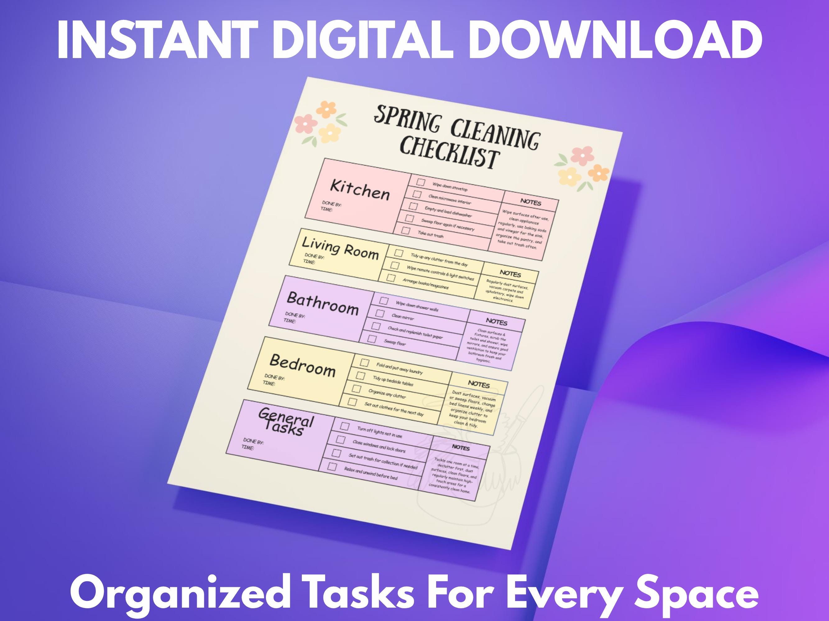 Spring Cleaning Checklist Printable, Deep Clean Planner, Home Reset ...