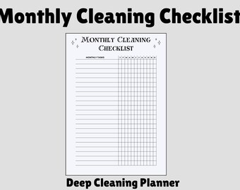Monthly Cleaning Checklist Printable, Deep Clean Schedule Planner, Editable Home Maintenance PDF