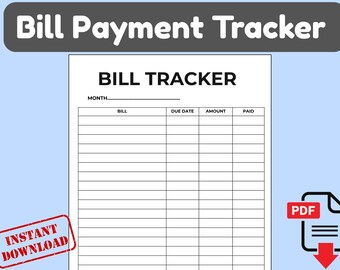 Monthly Bill Tracker, Expense Financial Planner (A4, A5, Letter, Half Size) (Digital Download)
