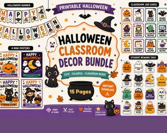 Halloween Bulletin Board Kit | Classroom Door Decor | Decorations |  Board Borders, Tags & Job Cards