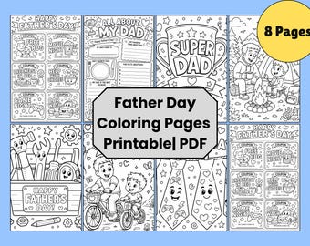 Father's Day Coloring Pages for Kids | Super Dad Activity Book | 8-Page PDF | Instant Download