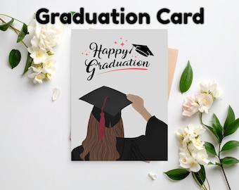 Happy Graduation Card Printable 5x7 Congrats Graduate Gift Friendship College Celebration
