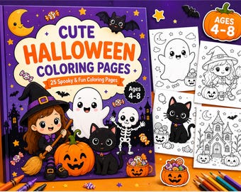 Halloween Coloring Pages for Kids,Halloween Activity Spooky Coloring Sheets,Fun Printable Activity Book,Instant Download Pdf
