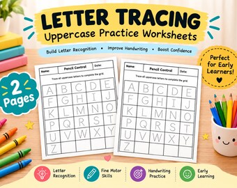 Alphabet Handwriting Practice Pack, Preschool Pencil Control Worksheets, Uppercase Lowercase A-Z, Toddler Busy Book PDF