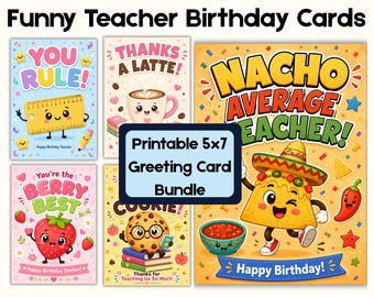 Funny Teacher Birthday Printable | Appreciation Gift | Instant Download 5x7 Folded Card PDF