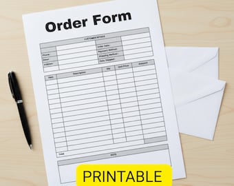 Printable Order Form Template, Small Business Invoice Sheet, Craft Shop  Tracker PDF Download