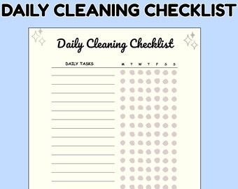 Daily Cleaning Checklist Printable,  Housekeeping Routine Planner, Home Chore List PDF A4 US Letter