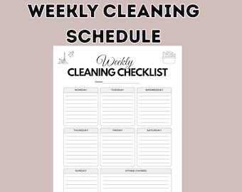 Weekly Cleaning Schedule Printable, Planner, House Chore Checklist PDF A4 US Letter