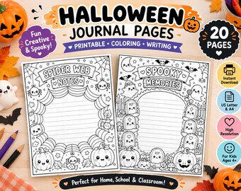 20 Halloween Journal Pages: Spooky Themes, Writing Prompts (PDF)
