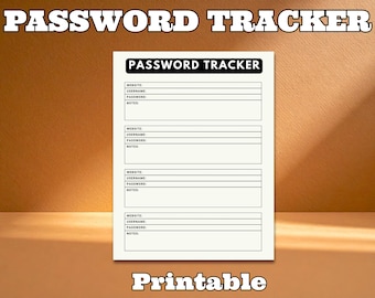Password Tracker Printable | Minimal Login Log Organizer (Instant Download)
