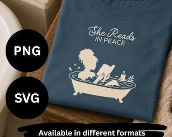 She Reads in Peace SVG PNG | Book Lover | Cozy Reader (Digital Download)