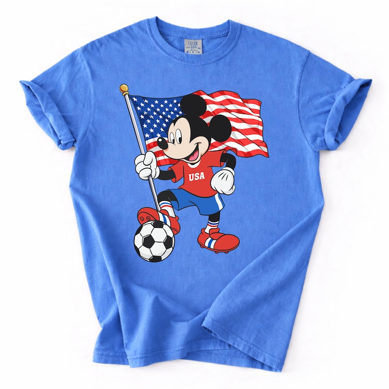 Disney Soccer Shirt, Mickey And Friends Football Tee, Retro National Team Jersey, Brazil Belgium USA France Mexico Canada, Sports Fan Gift image 4