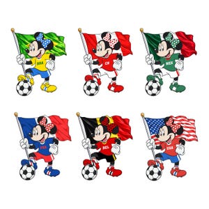 Disney Soccer Shirt, Mickey And Friends Football Tee, Retro National Team Jersey, Brazil Belgium USA France Mexico Canada, Sports Fan Gift image 8
