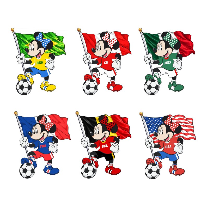 Disney Soccer Shirt, Mickey And Friends Football Tee, Retro National Team Jersey, Brazil Belgium USA France Mexico Canada, Sports Fan Gift image 8