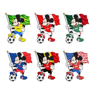 Disney Soccer Shirt, Mickey And Friends Football Tee, Retro National Team Jersey, Brazil Belgium USA France Mexico Canada, Sports Fan Gift image 7