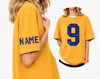 Comfort Colors Custom Name and Number Shirt, Custom Football Number T-Shirt, College Team Number Tee, Soccer Family Custom Name Number