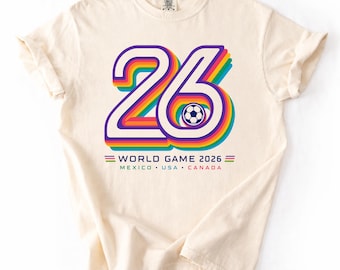 2026 World Game Retro Rainbow Shirt, Football Shirt, Mexico USA Canada Soccer Tee, Football Tournament Shirt, Soccer Fan Gift