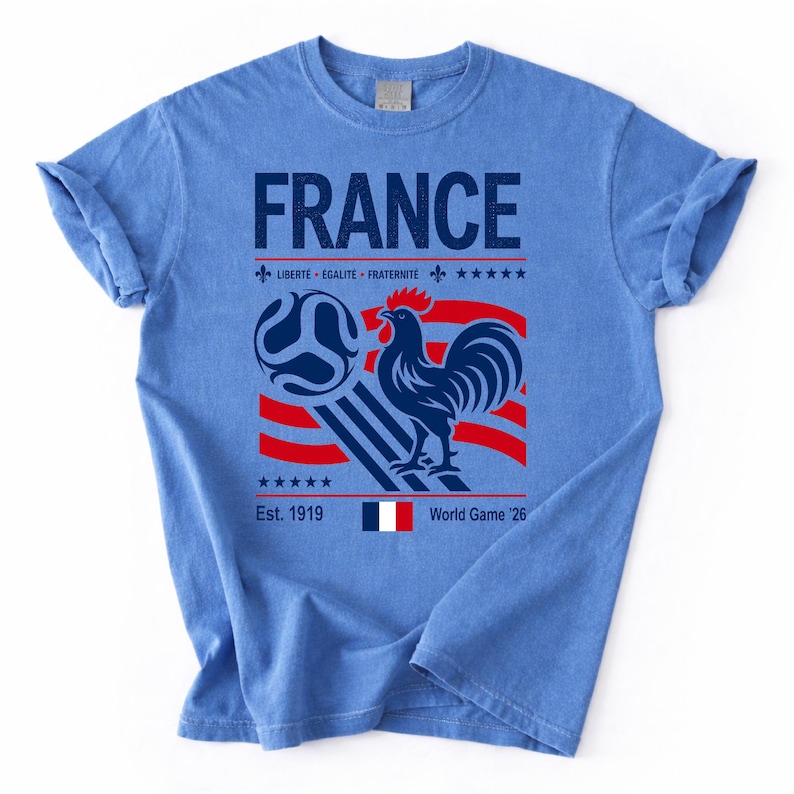 Comfort Colors France Soccer Tee, France Match Day Outfit, French Football Fan Shirt, World Game 2026 France Graphic Tee, France T-Shirt image 2