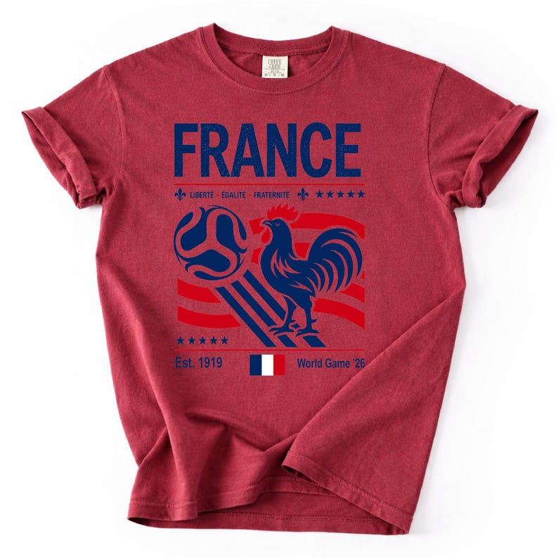 Comfort Colors France Soccer Tee, France Match Day Outfit, French Football Fan Shirt, World Game 2026 France Graphic Tee, France T-Shirt image 4
