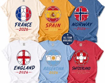 2026 Soccer Fan T-shirt, Country Football Fan Shirt, France Spain Norway England Argentina Switzerland Soccer Tee, Semi Final Game Day Shirt