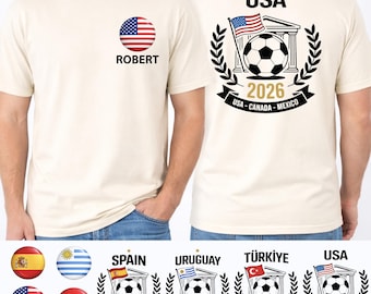 Custom World Cup 2026 Country Teams Football Shirts, USA Türkiye Uruguay Spain, Soccer World Tournament Shirt, International Game Day Tee