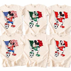 Disney Soccer Shirt, Mickey And Friends Football Tee, Retro National Team Jersey, Brazil Belgium USA France Mexico Canada, Sports Fan Gift image 1