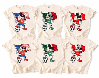 Disney Soccer Shirt, Mickey And Friends Football Tee, Retro National Team Jersey, Brazil Belgium USA France Mexico Canada, Sports Fan Gift