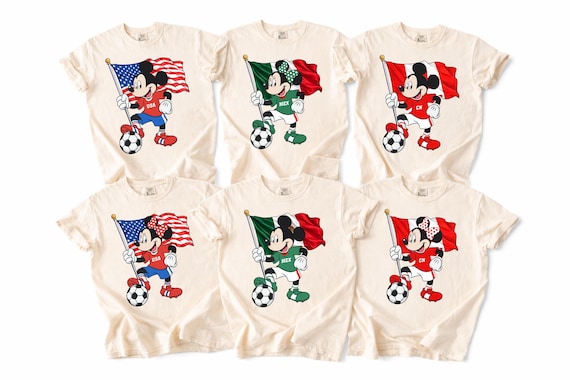 Disney Soccer Shirt, Mickey And Friends Football Tee, Retro National Team Jersey, Brazil Belgium USA France Mexico Canada, Sports Fan Gift