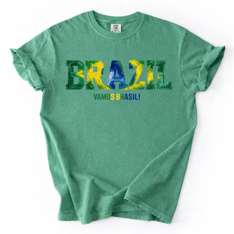 Unisex Retro Brazil Soccer Shirt, World Game 2026 Shirt, Vamos Brasil T-Shirt, Football Fan Tee, International Soccer Tournament Fan Gift image 1