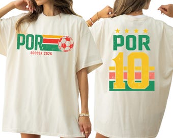 Retro Portugal Soccer Shirt, 2026 Fan Tee, Front Back Print Number Fan Shirt, Retro Football Match Vintage Football T-Shirt, Soccer Gift