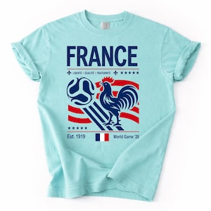 Comfort Colors France Soccer Tee, France Match Day Outfit, French Football Fan Shirt, World Game 2026 France Graphic Tee, France T-Shirt image 1