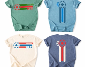 Retro Unisex Soccer Shirt, USA Mexico Canada Argentina Shirt, Football Fan Gift, Soccer Fan Shirt, Match Day Outfit, Global World Game Tee