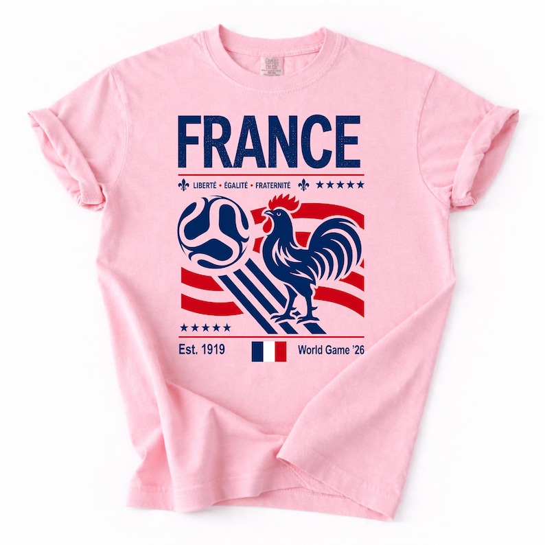 Comfort Colors France Soccer Tee, France Match Day Outfit, French Football Fan Shirt, World Game 2026 France Graphic Tee, France T-Shirt image 5