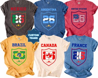 Soccer 2026 Shirt, Custom World Game Tee, USA Mexico Canada Brazil Team, Soccer Fan Gift, Tournament Shirt, Football Country Shirt