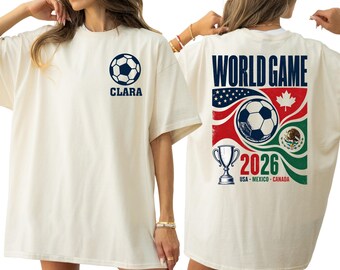 Personalized 2026 Retro World Game Shirt, Soccer Tournament Gift Tee, Usa Canada Mexico Footbaal T-Shirt, Football Game Day Tee, Soccer Gift