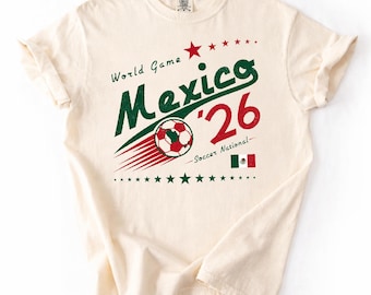 Retro Mexico Soccer World Game 2026 Comfort Colors Shirt, 90s Soccer Team World Graphic Tee, Mexico Soccer Fan Gift, Football Shirt