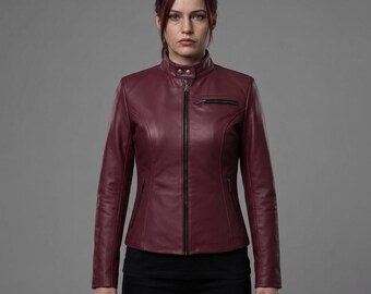 Resident Evil Claire Redfield Jacket Cosplay, RE2 Women Leather Biker Jacket, Handmade Gaming Outfit