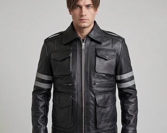 Leon Kennedy Resident Evil 6 Tactical Leather Jacket, RE6 Gaming Cosplay Streetwear