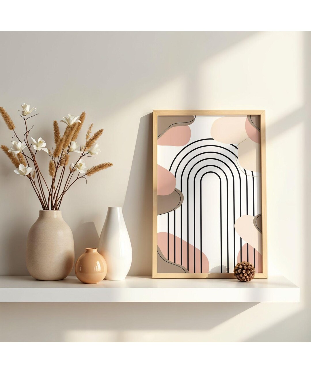 Neutral Abstract Arch Print, Beige Boho Modern Wall Art (digital ...