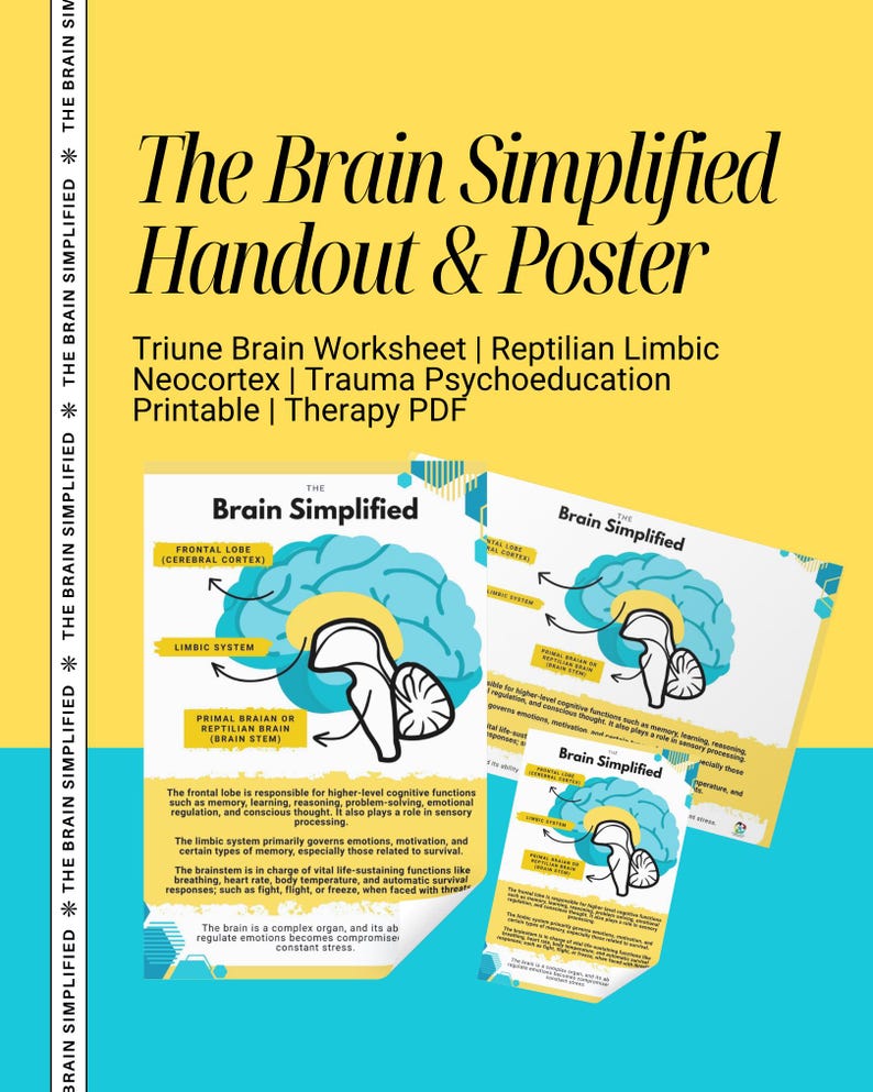 Triune Brain Handout Poster | Reptilian Limbic Neocortex (therapy PDF ...