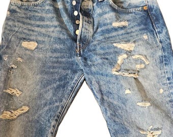 Rare Vtg Levis 501 Jeans Mens 34x34 Acid Stone Wash Button Fly Distressed 90s