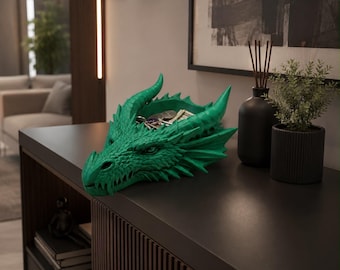 Dragon Head Key Bowl | Fantasy Catchall Tray | 3D Printed | Gothic Organizer | D&D Gift