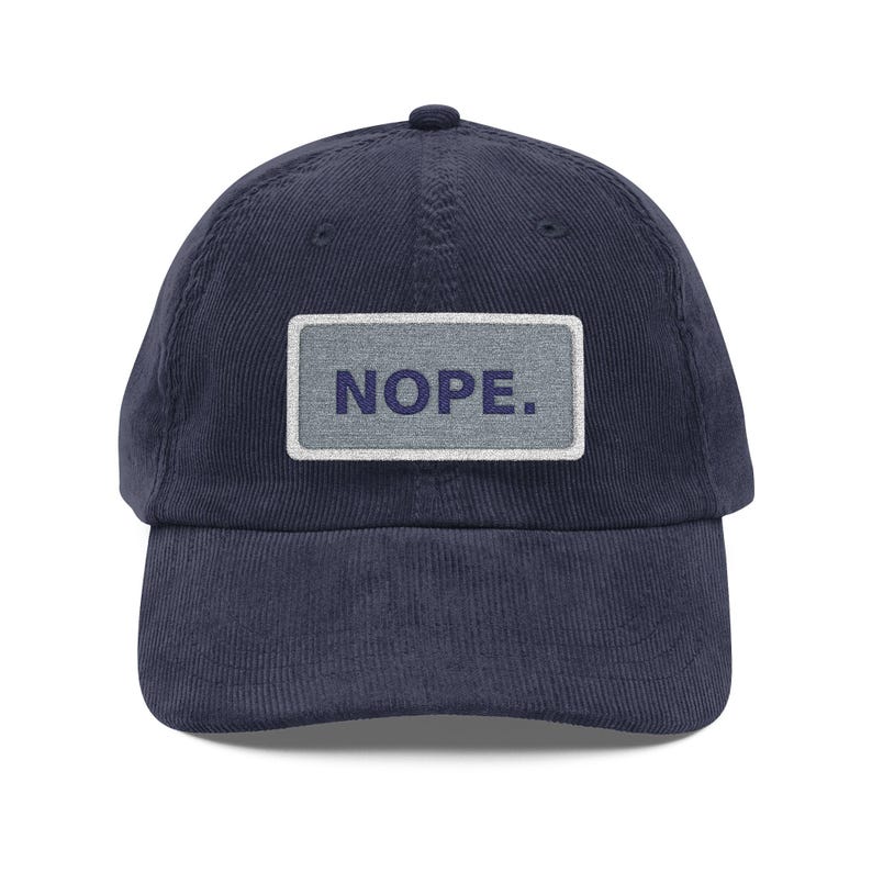 NOPE patch corduroy cap | embroidered vintage cord cap image 1