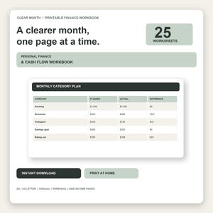 Printable Budget Planner: Income, Bills & Savings