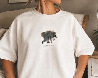 Jimothy Raccoon Shirt, Funny Raccoon T-Shirt, Watercolor Raccoon Tee, Cute Animal Graphic Shirt, Nature Lover Gift, Unisex Tee
