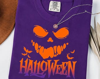 Halloween Pumpkin Face Shirt, Spooky Halloween Tee, Cute Fall Graphic T-Shirt, Jack O Lantern Shirt, Halloween Gift for Women